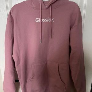 Glossier pink hoodie